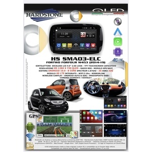 Hardstone HS SMA03-ELC Monitor 9 pollici Android Navi Wifi per SMART ForTWO ForFOUR W453 dal 2014 al 2019