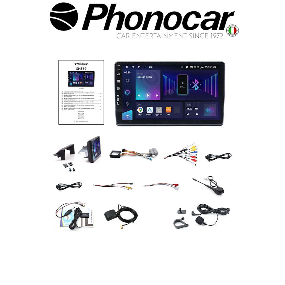 Phonocar SM369 Monitor QLed 9 pollici apple carplay android auto dedicato a Citroen C3 allestimento YOU 2025 - immagine 2