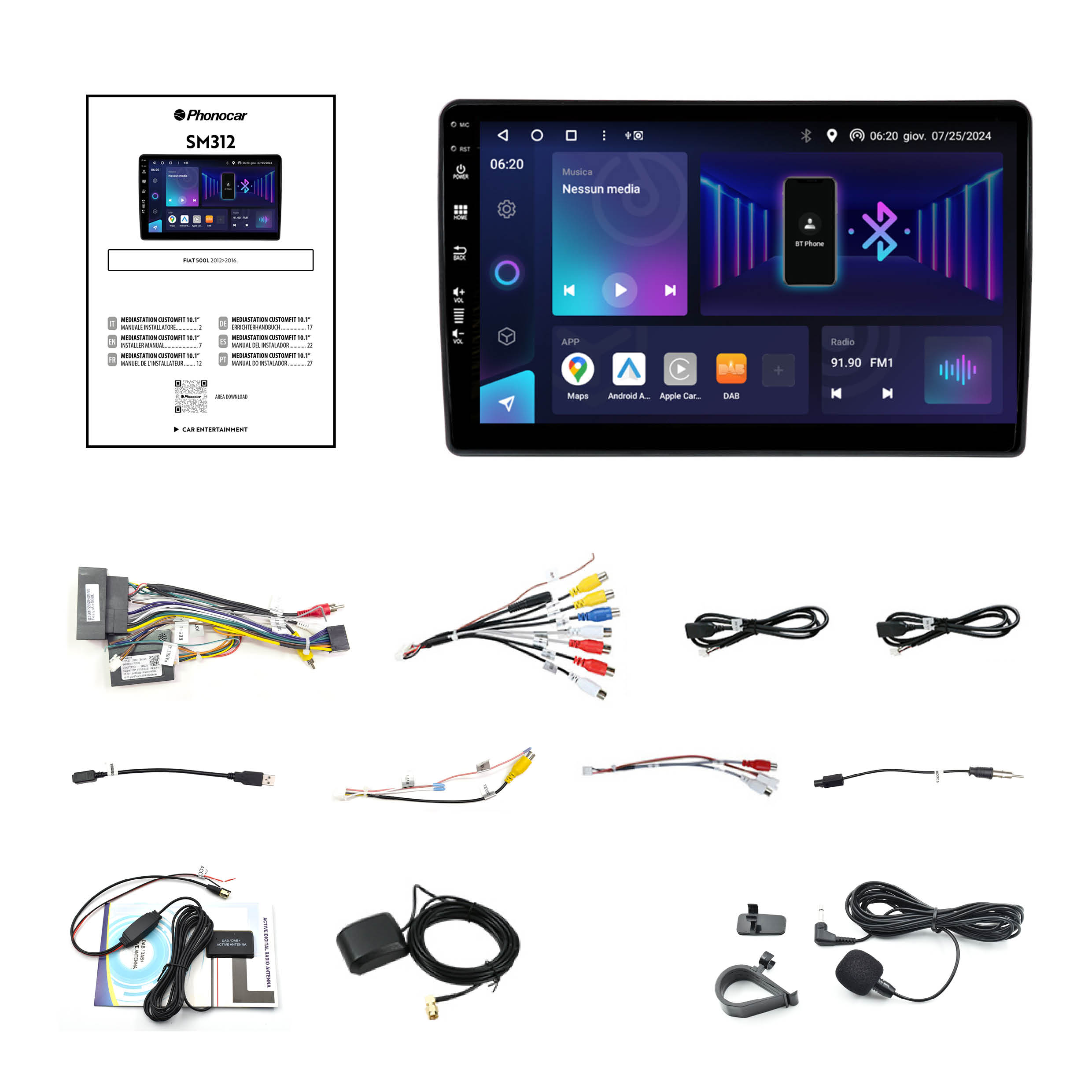 PHONOCAR SM312 Mediastation customfit 10” - compatibile con Fiat 500L - immagine 2