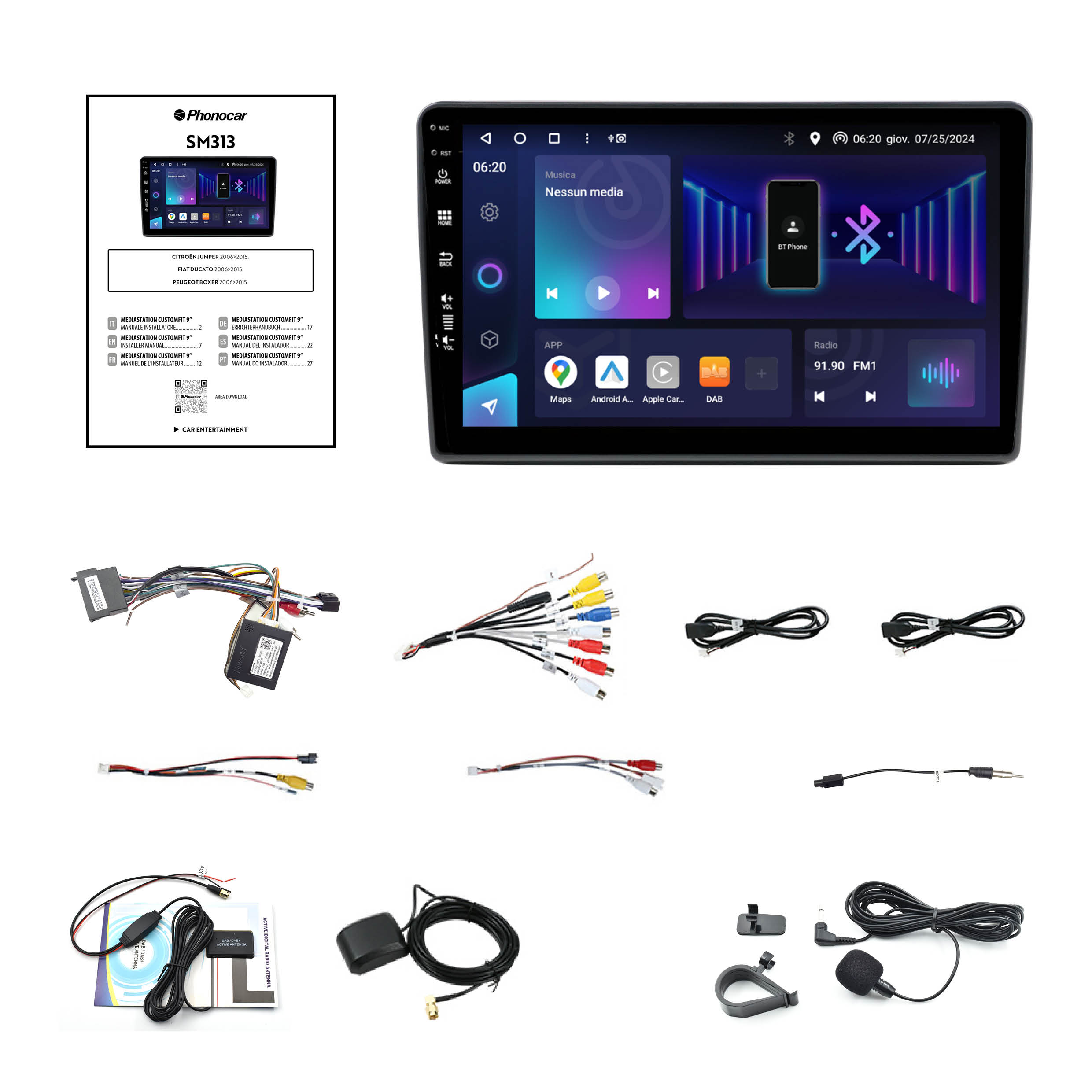 PHONOCAR SM313 Mediastation Monitor 9” - customfit per Citroen, Fiat e Peugeot - immagine 2