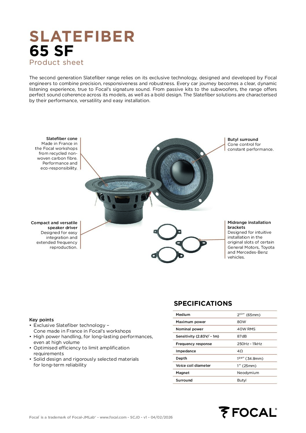 Focal 65 SF Coppia altoparlanti Midrange serie Slatefiber - immagine 2